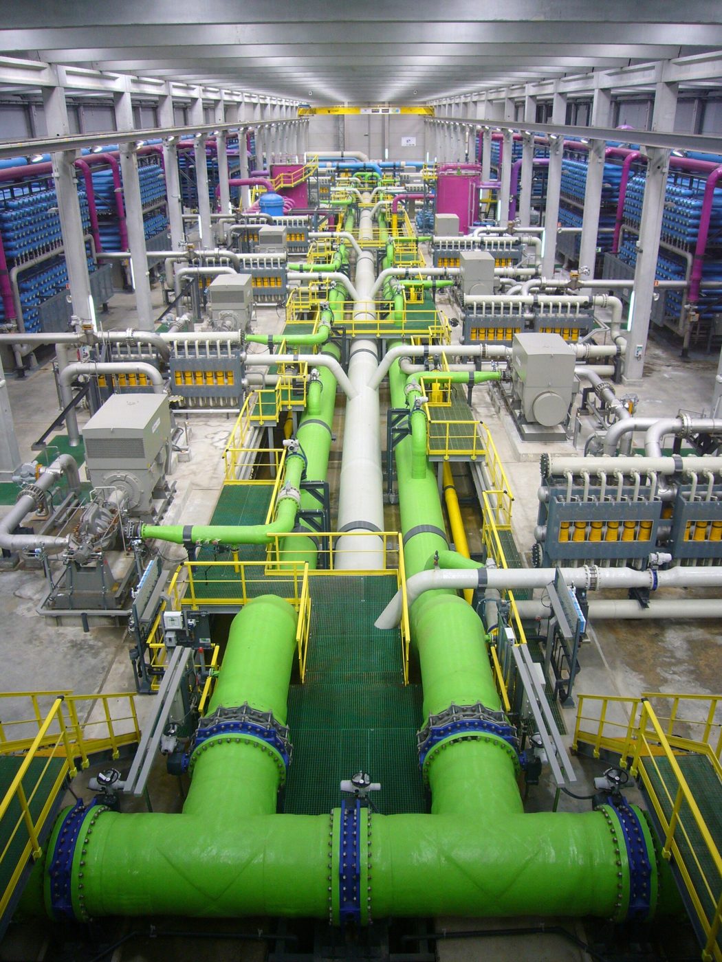Inside a seawater desalination plant
